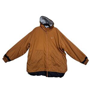 Nike Reversible Hooded Jacket Mens L Gray/Brown Full Zip Winter Coat